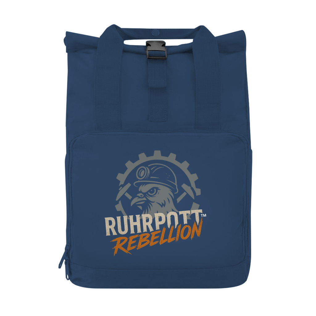 Stylischer Ruhrpott Rucksack aus rPET mit gepolstertem Rücken und Flaschenfach