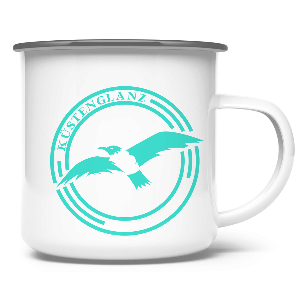 Emaille Tasse Küstenglanz Logo
