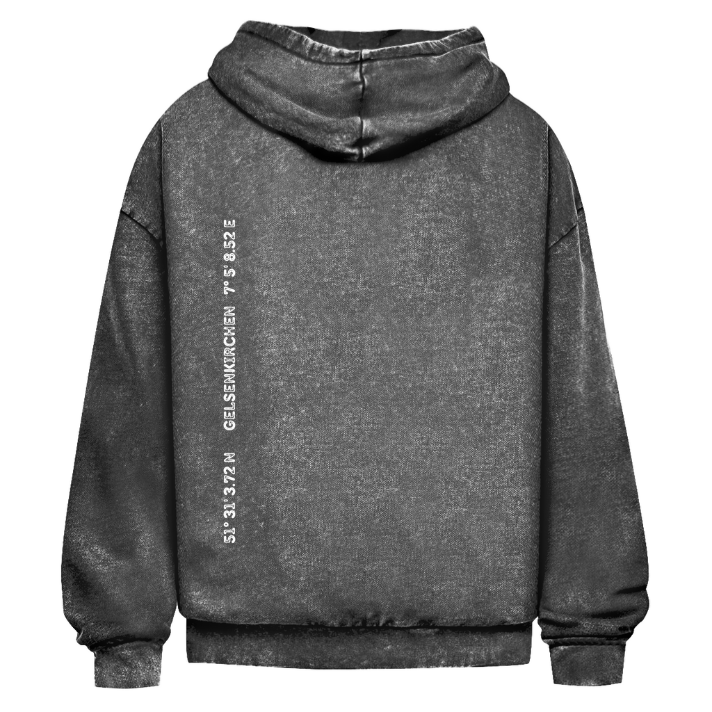 Oversize Washed Hoodie Ruhrpott Koordinaten Brust
