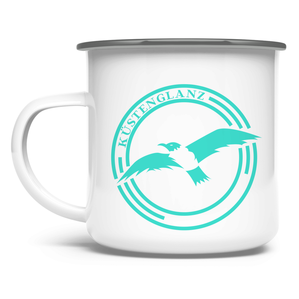 Emaille Tasse Küstenglanz Logo