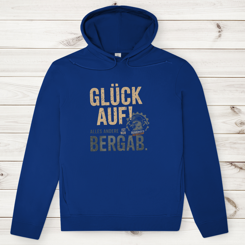 Herren Premium Bio Hoodie Glück Auf! Alles andere ist Bergab