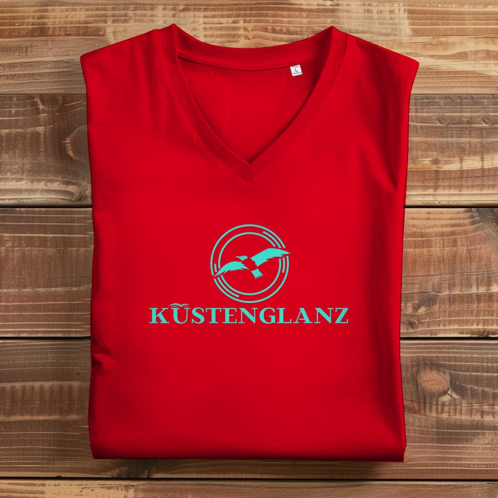 Damen Premium Bio V-Neck T-Shirt Küstenglanz