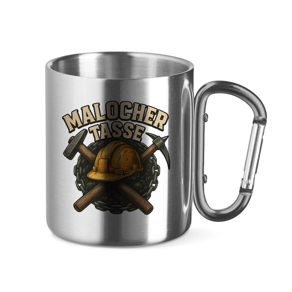Edelstahltasse Malocher mit Karabinergriff – 320 ml