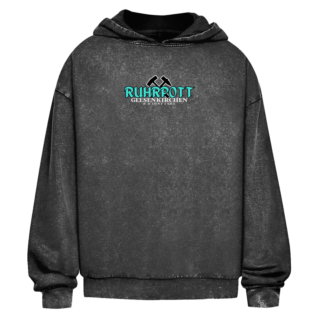 Oversize Washed Hoodie Ruhrpott Koordinaten Brust