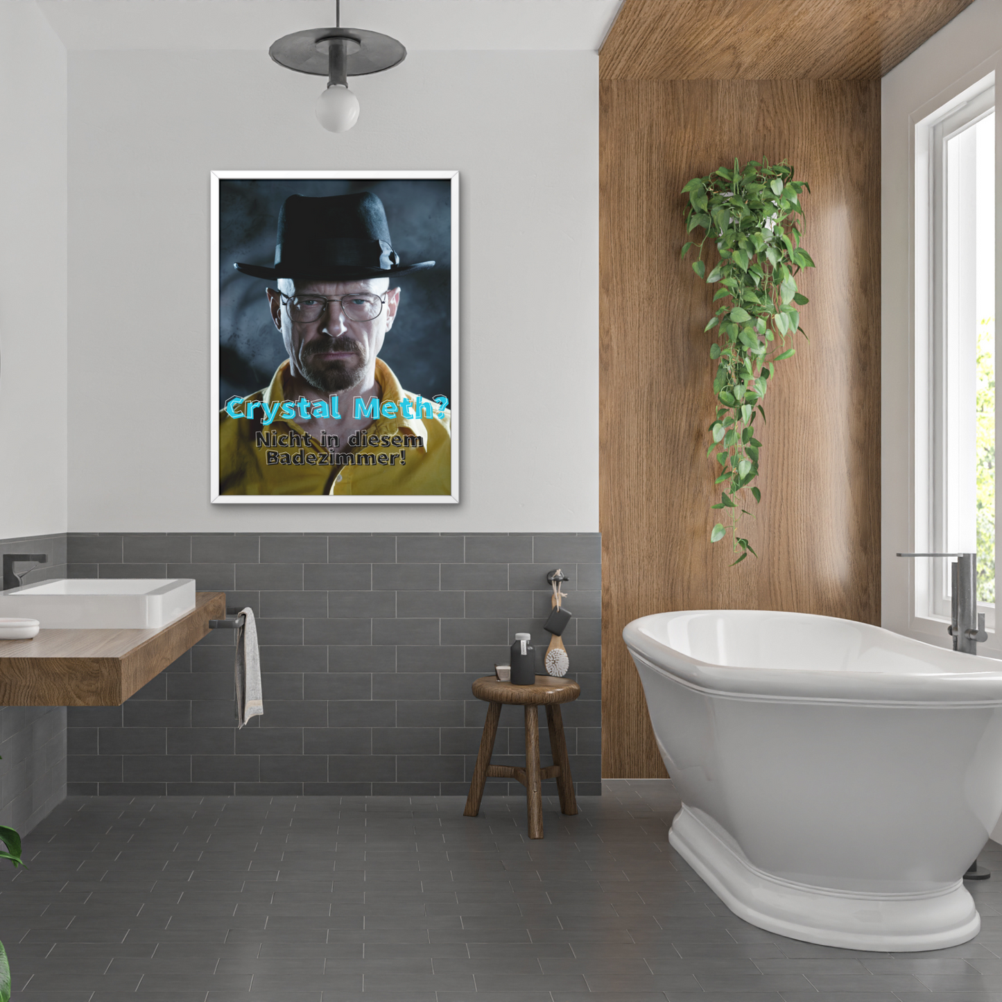 Breaking Bad Heisenberg-Badezimmer-Poster mit Heisenberg-Design von Ruhrpott-Rebellion.de, perfekt für witzige Räume.