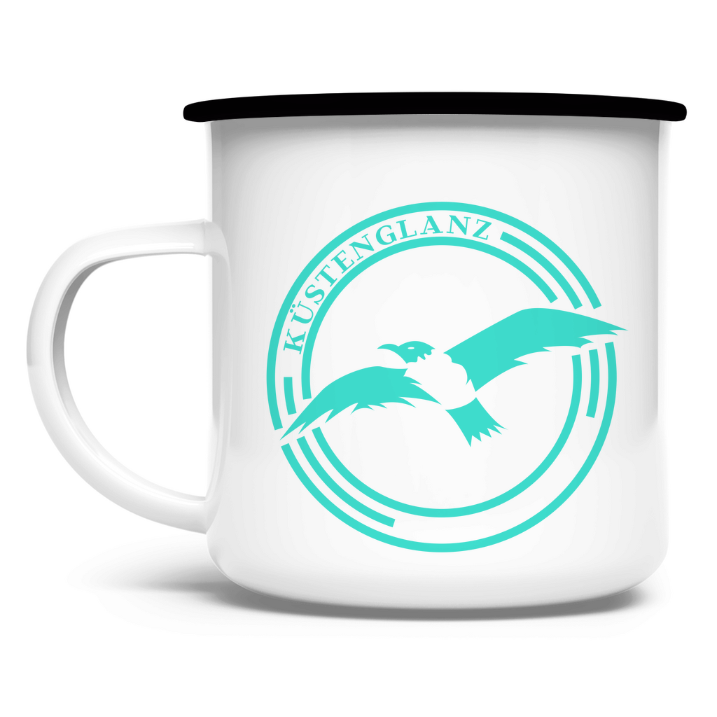 Emaille Tasse Küstenglanz Logo