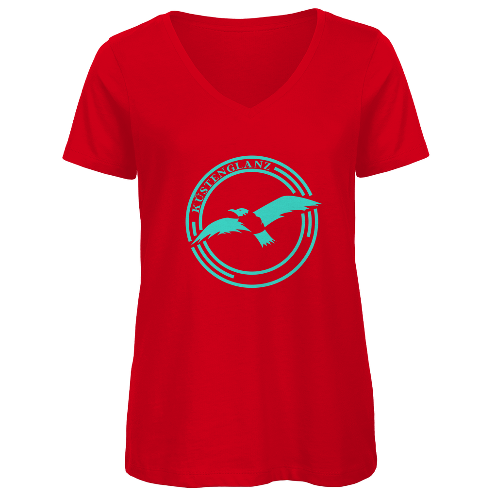 Damen Premium Bio V-Neck T-Shirt Küstenglanz Logo