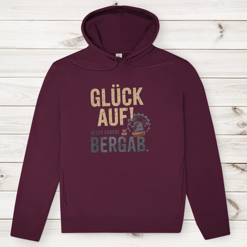 Herren Premium Bio Hoodie Glück Auf! Alles andere ist Bergab