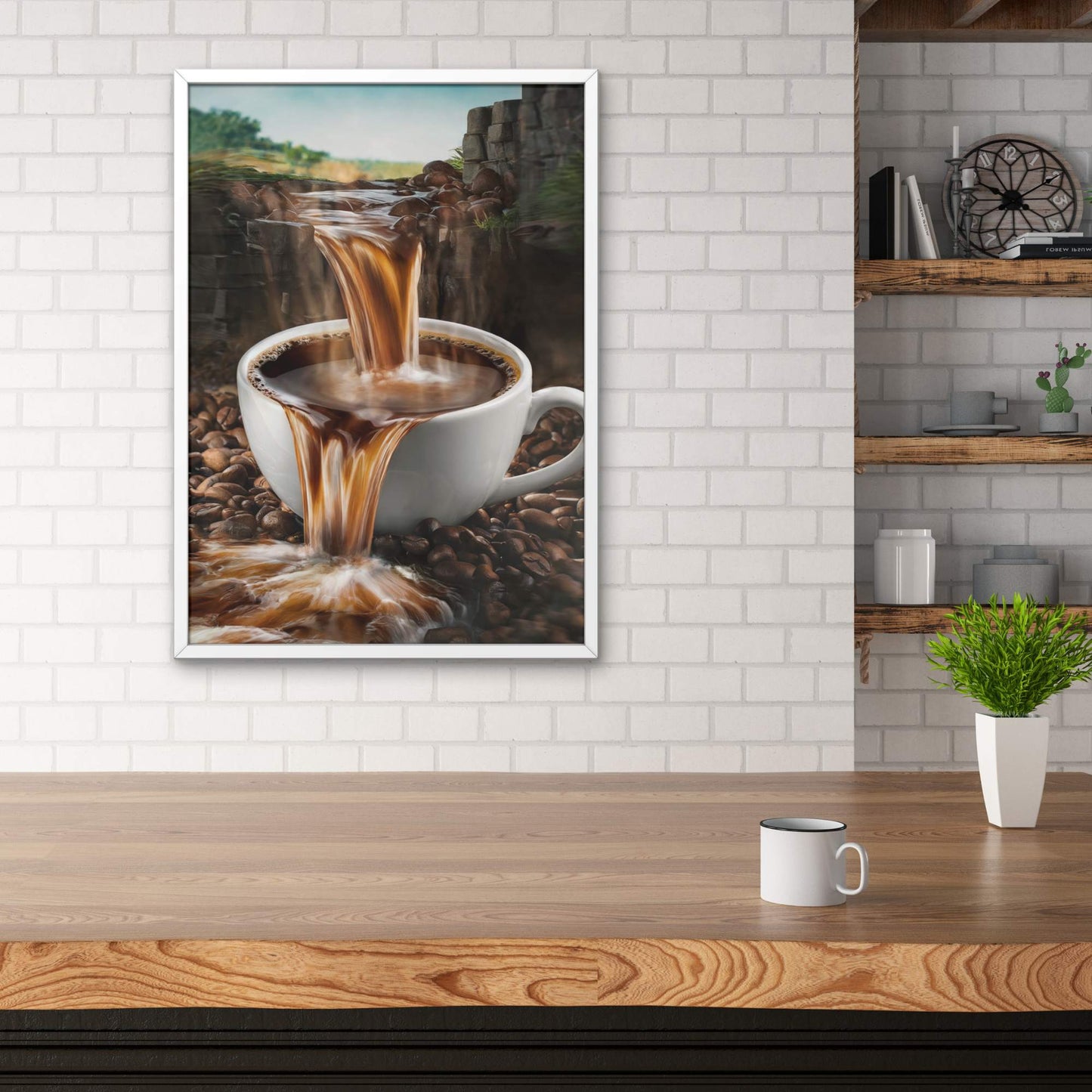 Dekoratives Kaffee Wasserfall Poster von Ruhrpott-Rebellion.de, Made in Germany, sofort Download.