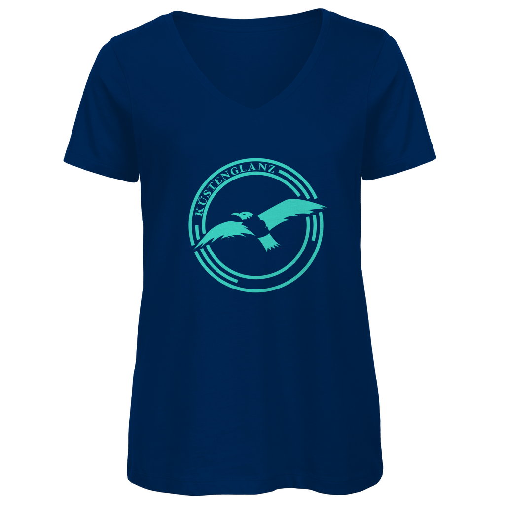 Damen Premium Bio V-Neck T-Shirt Küstenglanz Logo