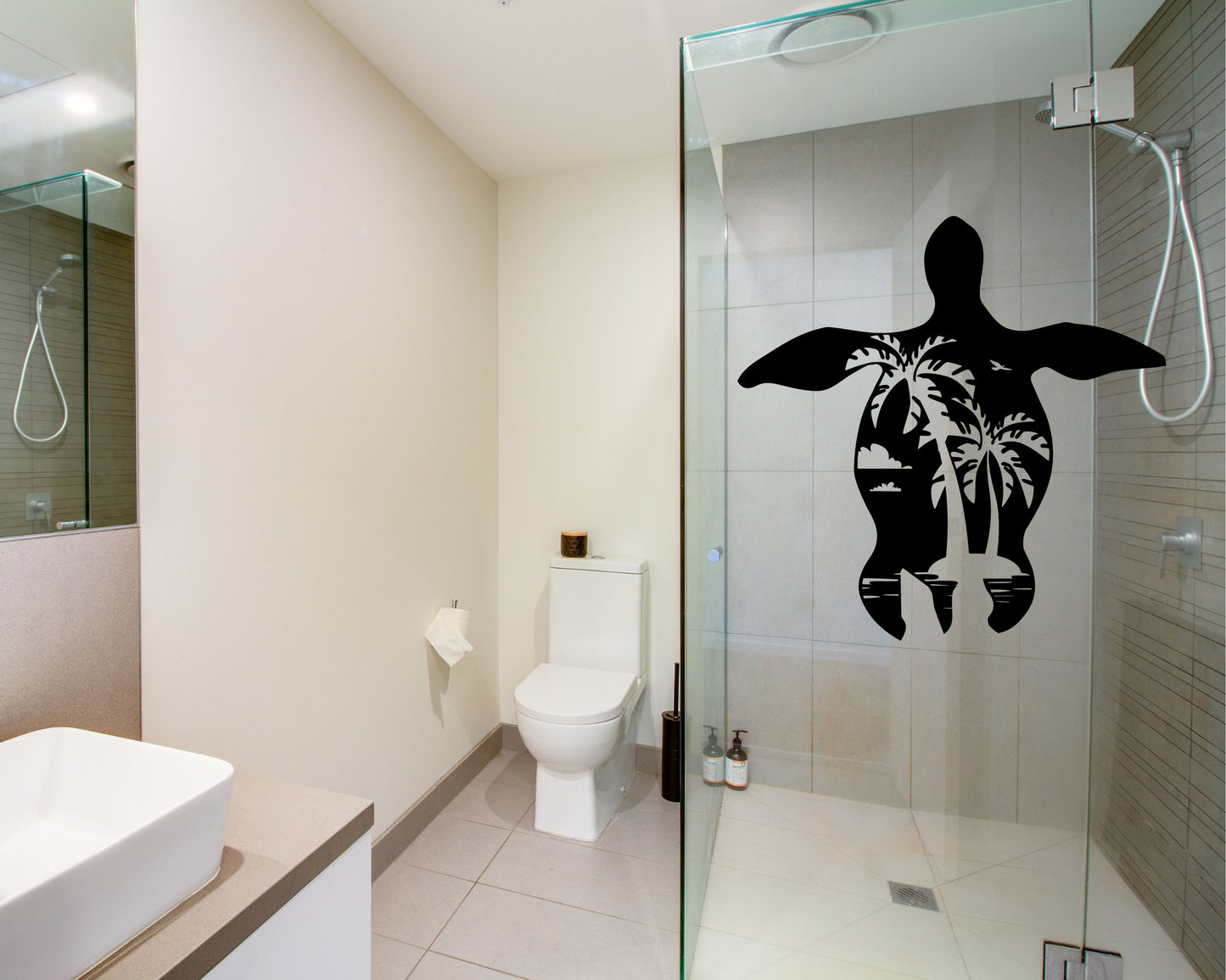 Vinyl Aufkleber Schildkröte mit Palmen