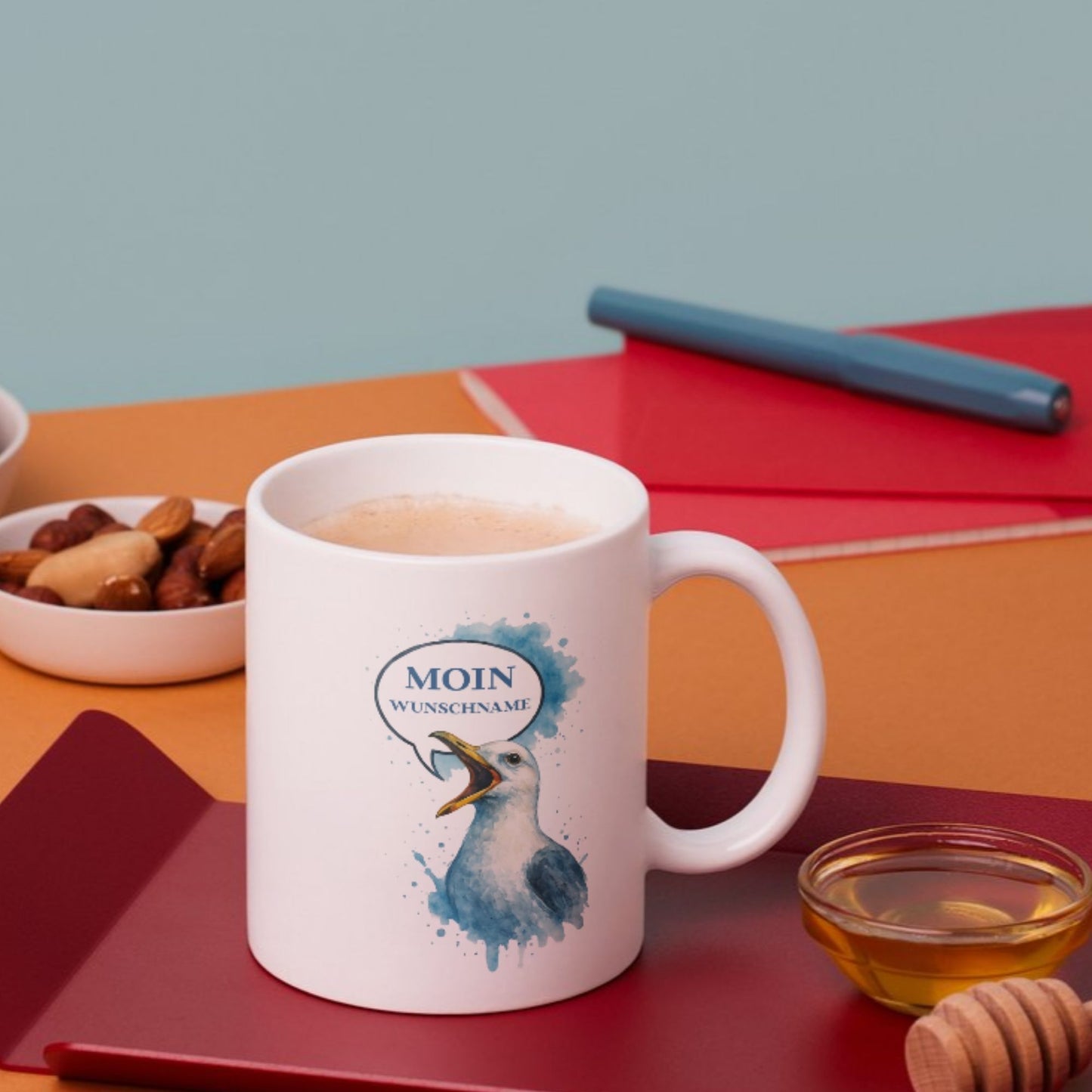 Tasse Möwe mit Wunschname