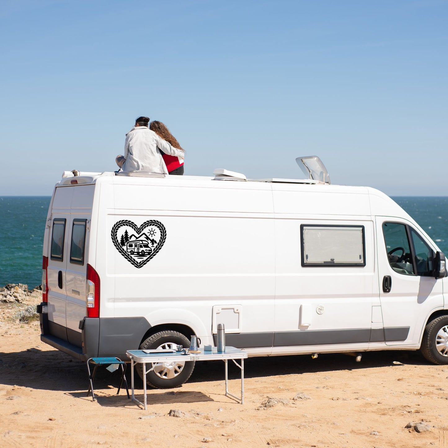Vinyl Aufkleber Camping-Herz