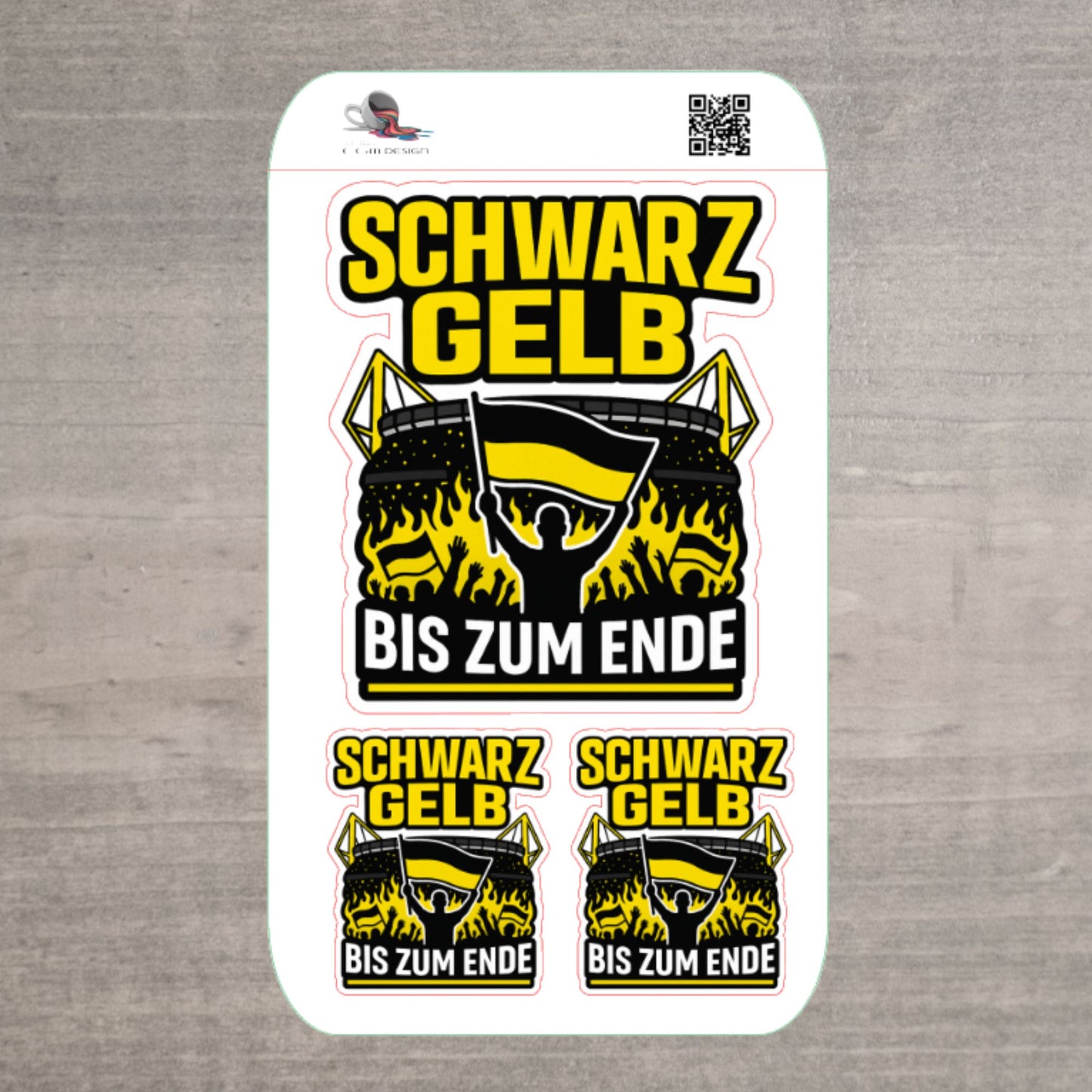 Vinyl-Sticker-Set für Fußballfans mit Fahne und Tribünenmotiv
