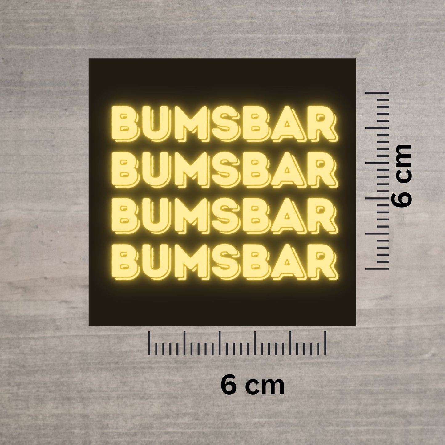 BUMSBAR Sticker – 6x6 cm Neon-Partyaufkleber