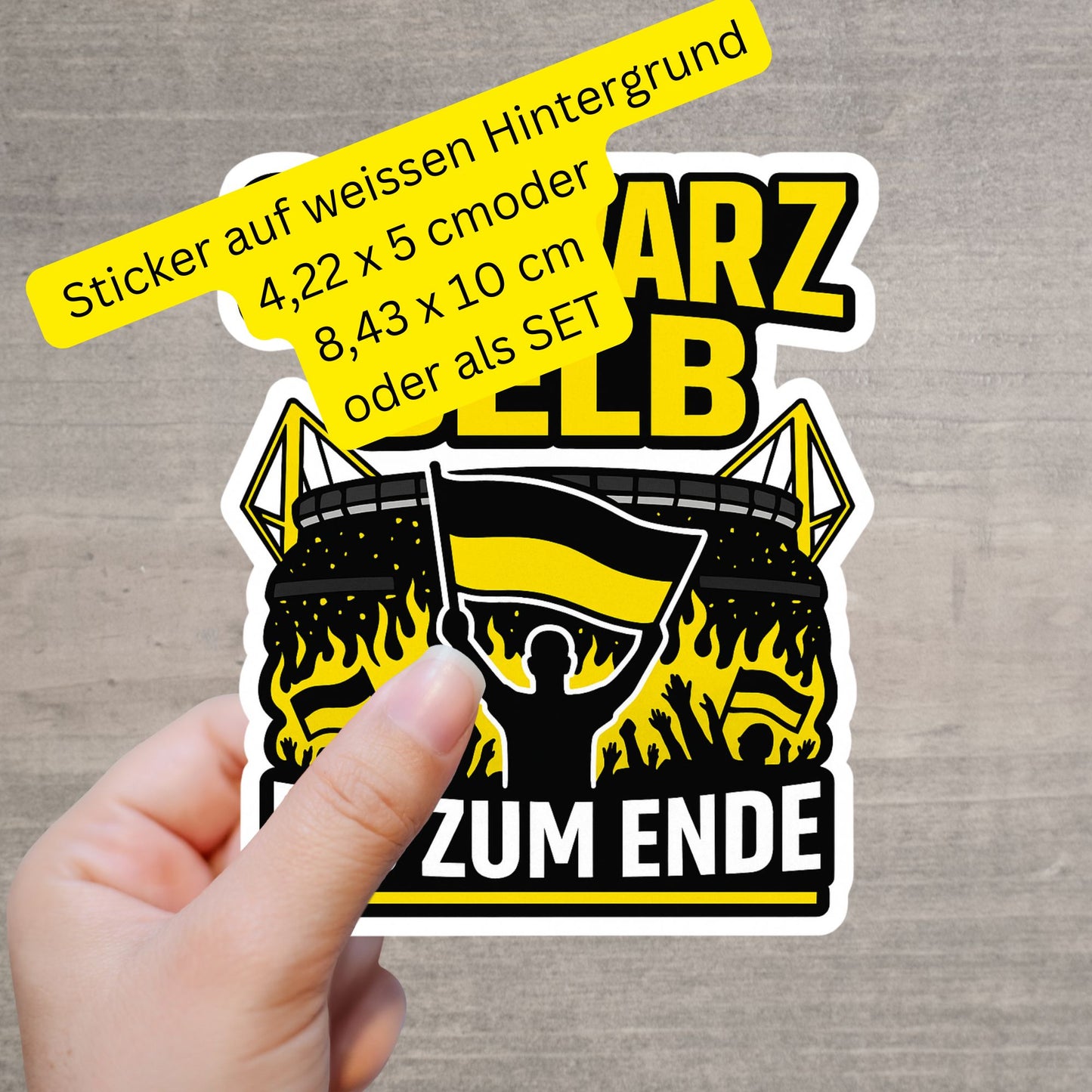 Aufkleber für Dortmund-Fans in 2 Größen – ideal für Flasche oder Auto