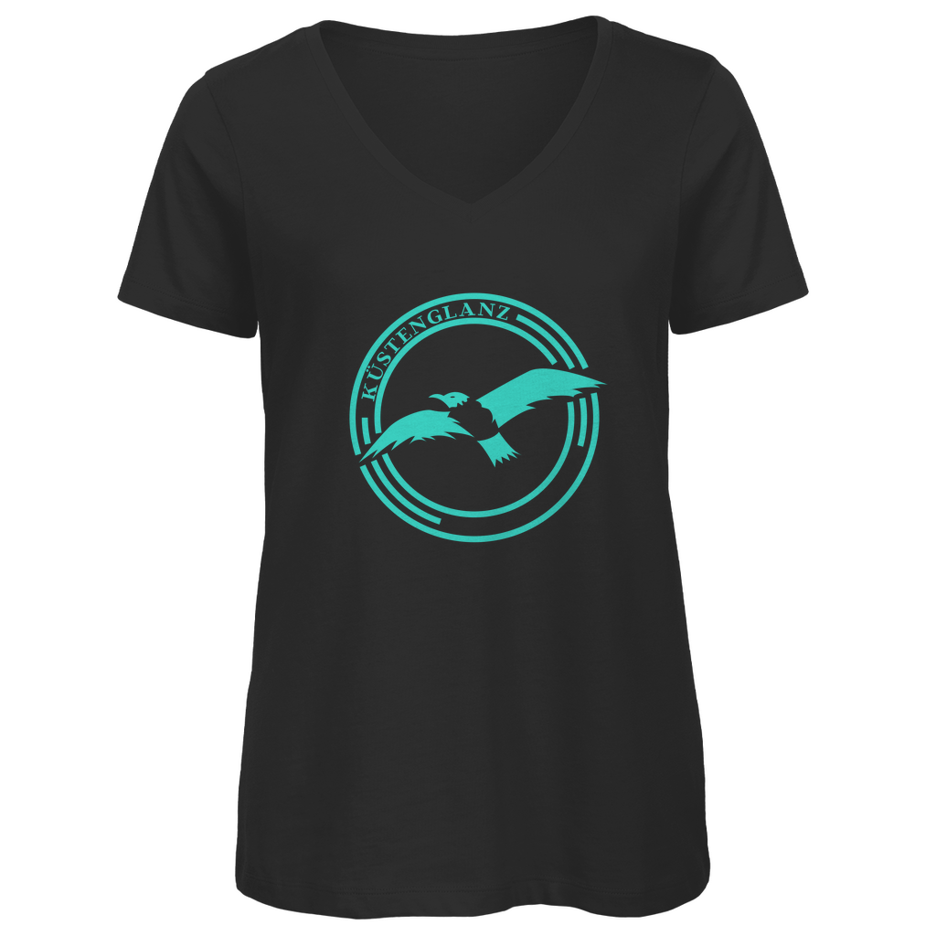 Damen Premium Bio V-Neck T-Shirt Küstenglanz Logo
