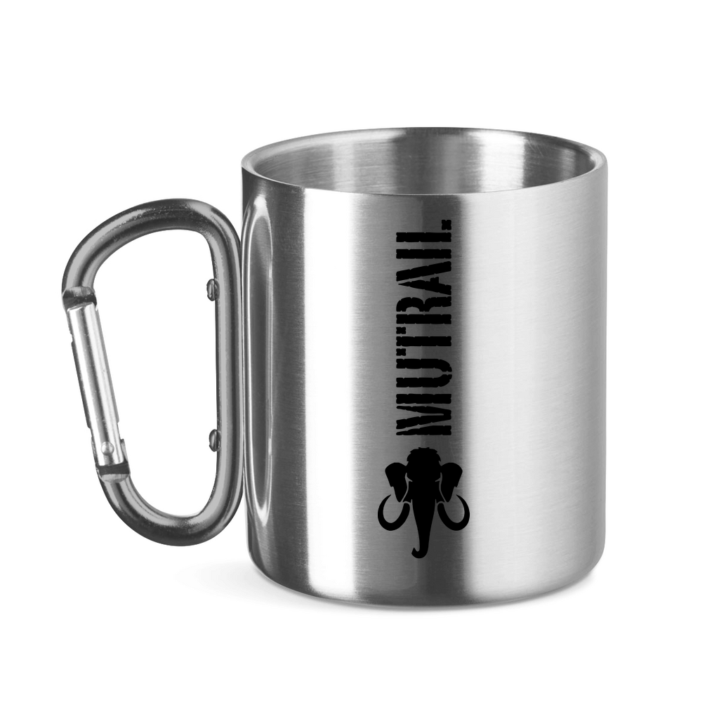 Edelstahltasse mit Karabinergriff Mutrail schwarz lang