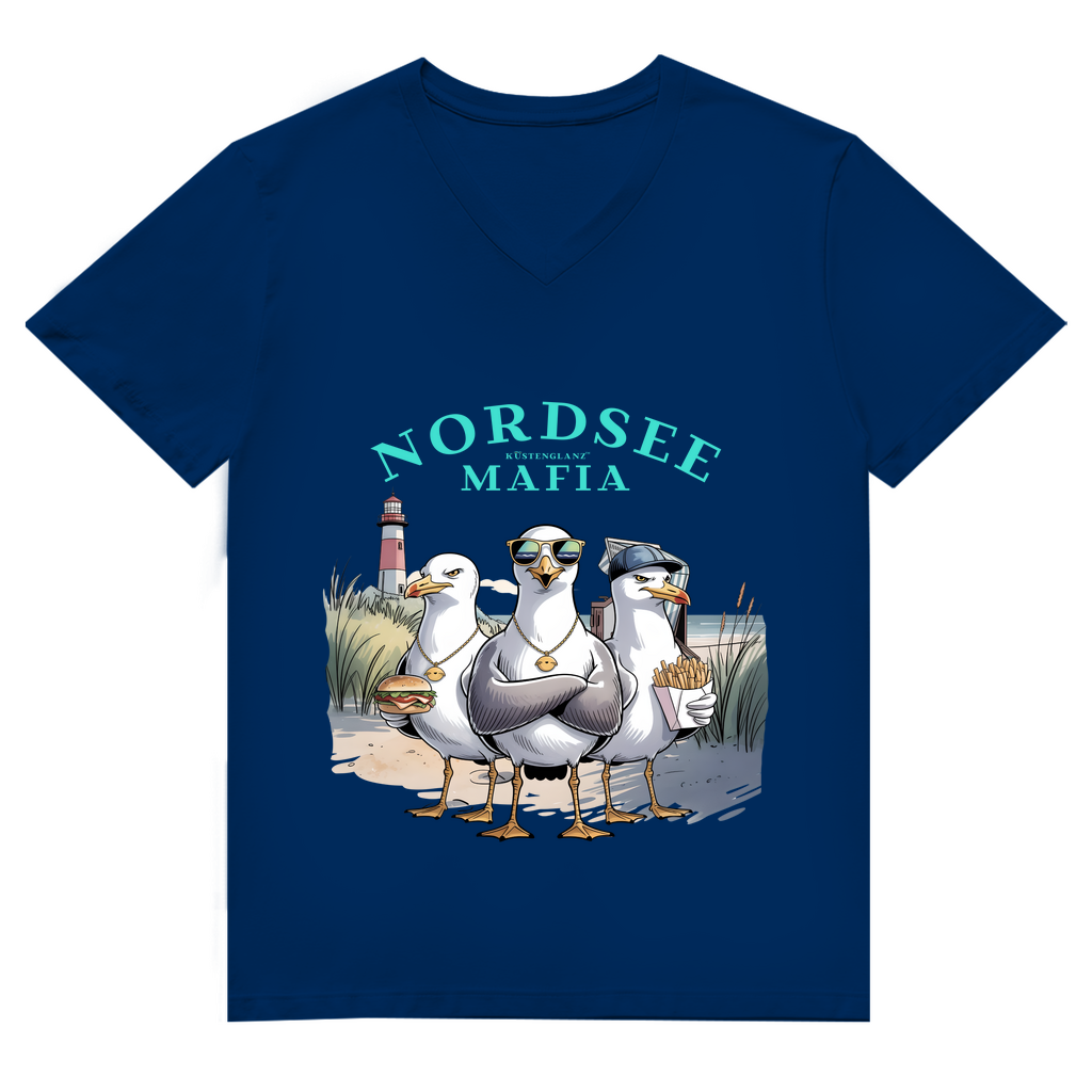 Küstenhumor Shirt Herren – V-Ausschnitt, 100 % Bio Baumwolle