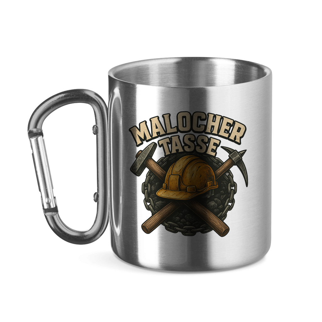 Edelstahltasse mit Karabinergriff Malocher Tasse