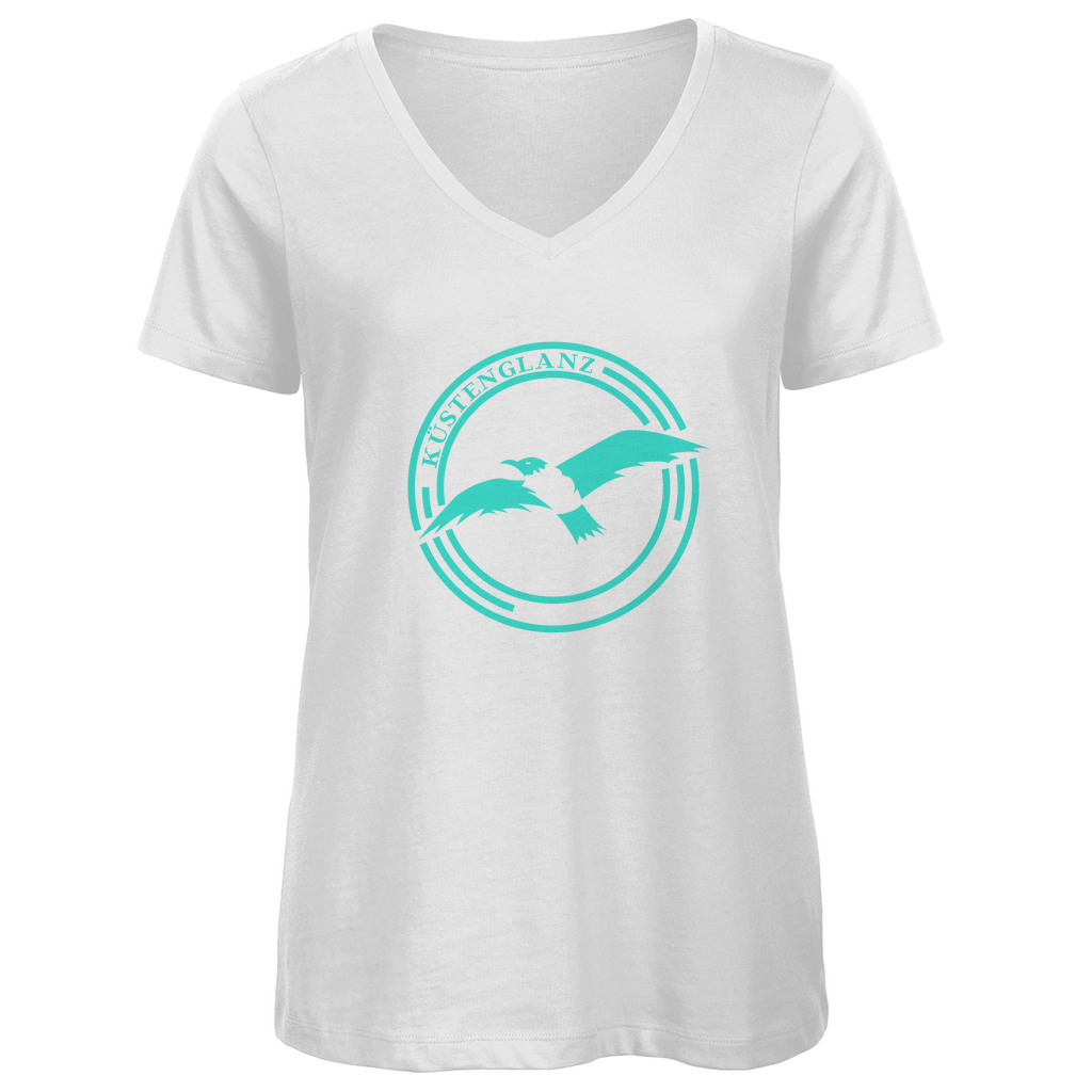 Damen Premium Bio V-Neck T-Shirt Küstenglanz Logo