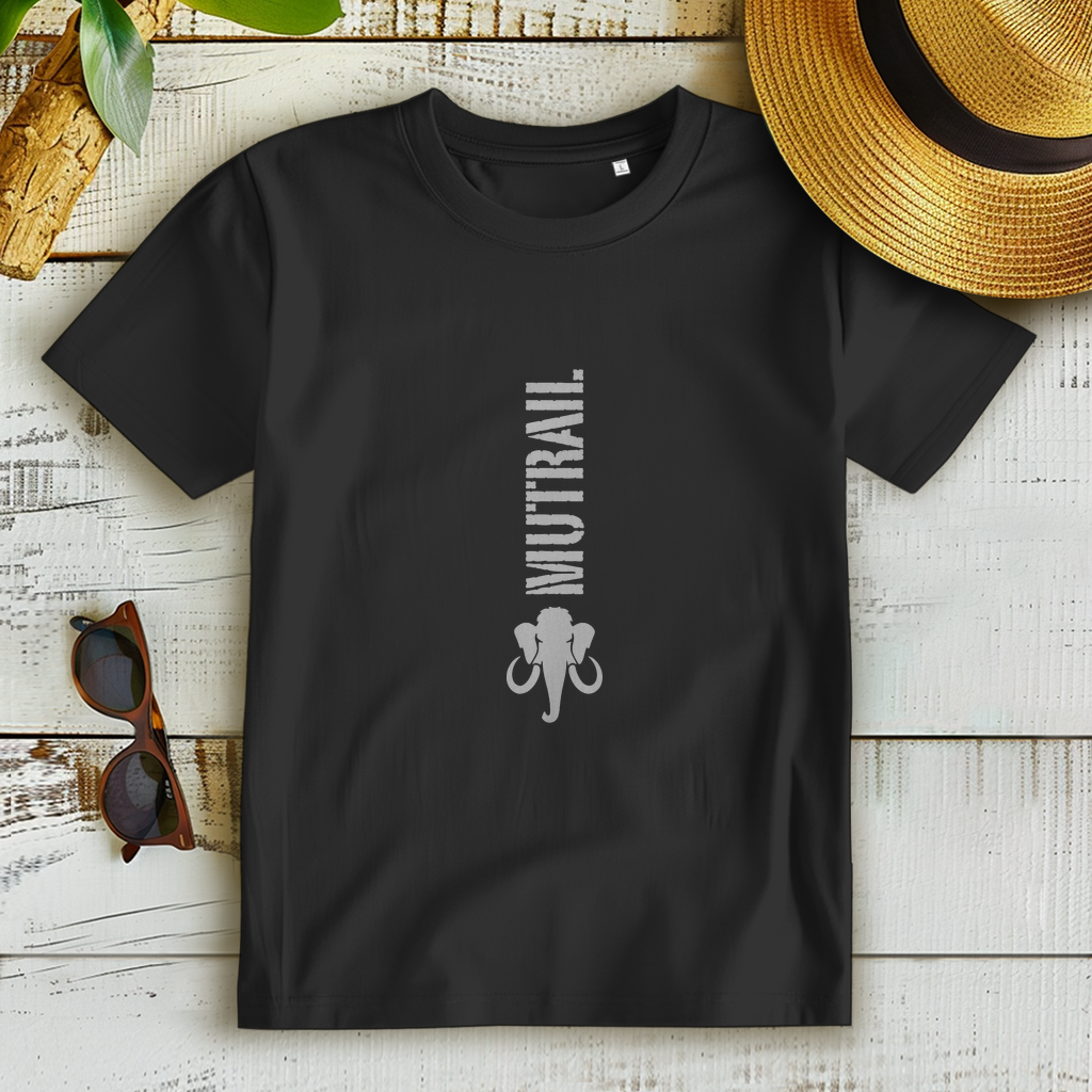 MUTRAIL™ Damen Premium Bio Baumwollshirt in Schwarz – Streetwear mit Mammut-Motiv
