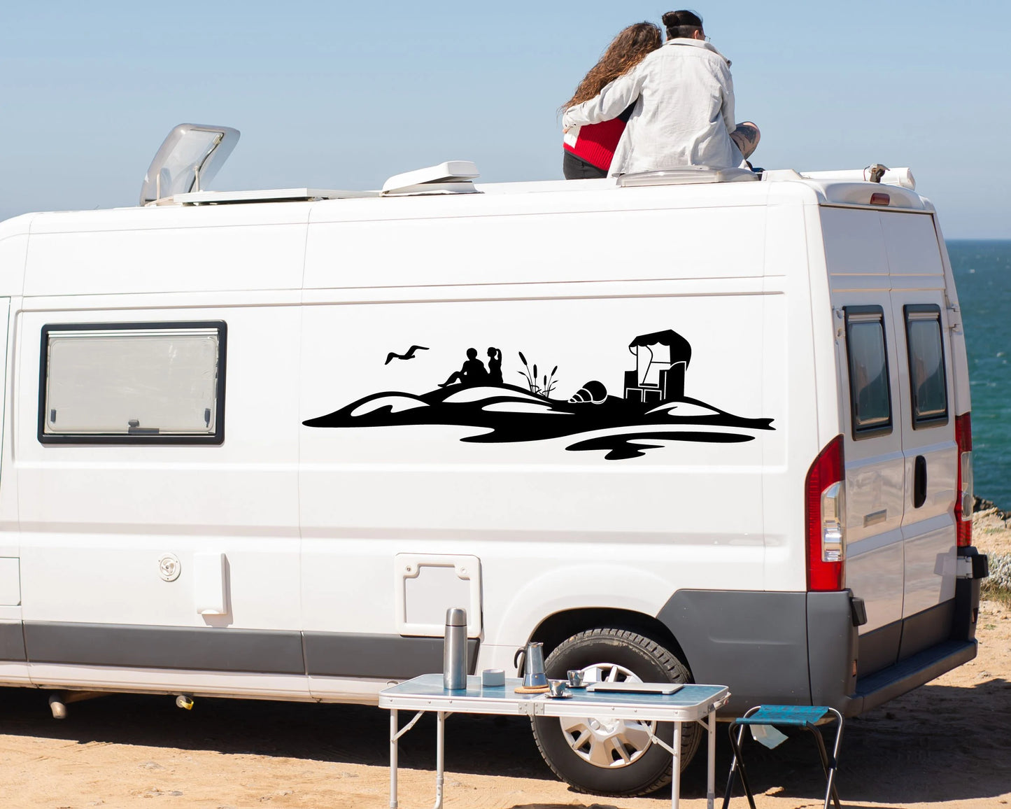 Vinyl Aufkleber Strand Szene – Pärchen am Meer – 30–100 cm