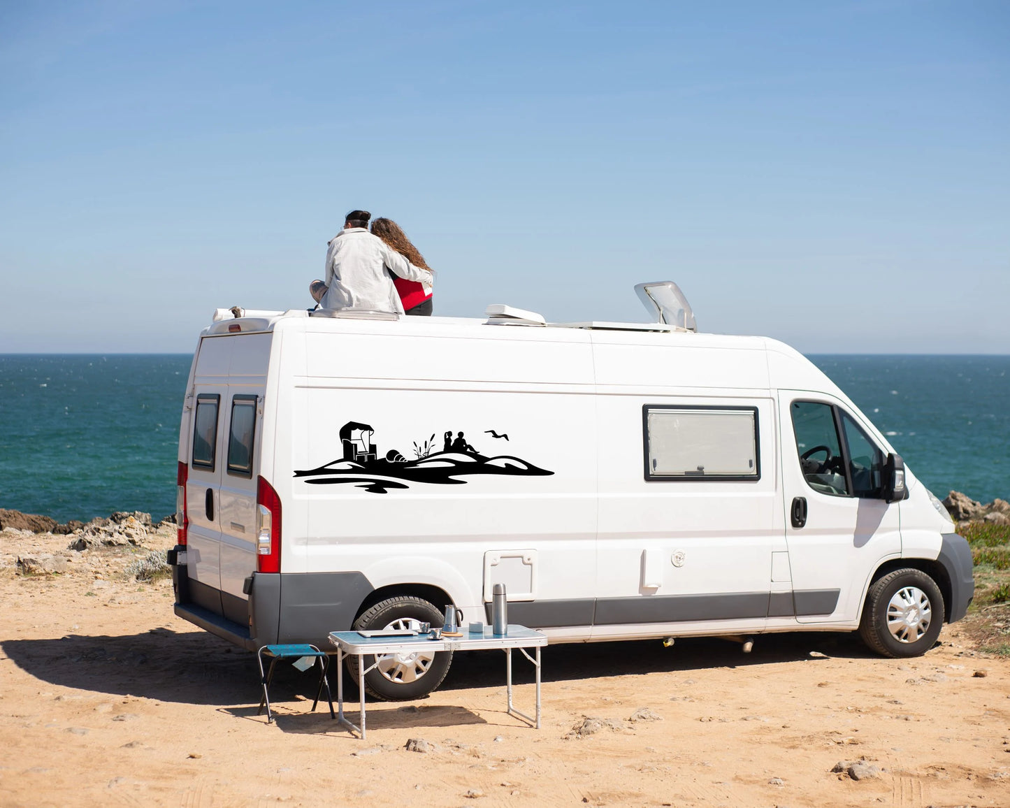 Vinyl Aufkleber Strand Szene – Pärchen am Meer – 30–100 cm