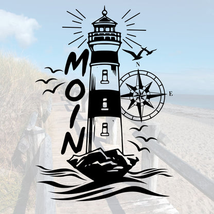 Moin SVG Datei maritim Leuchtturm Windrose Plotterdatei
