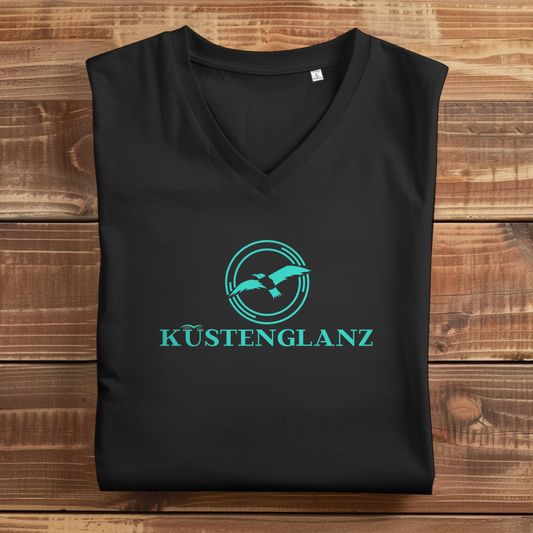Damen Premium Bio V-Neck T-Shirt Küstenglanz