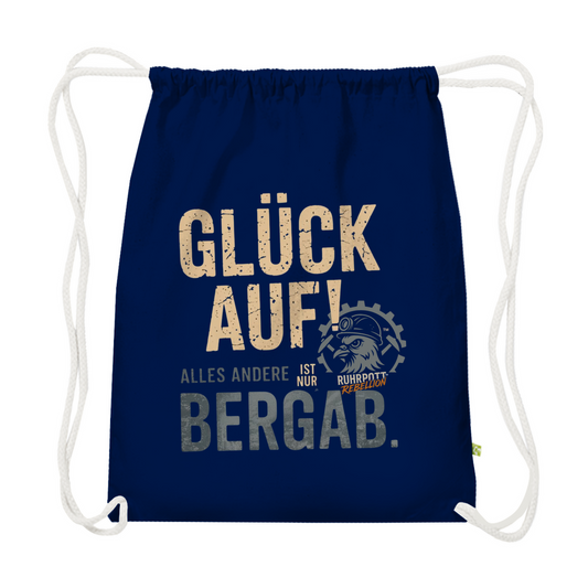 Premium Bio Turnbeutel Glück Auf! Alles andere ist Bergab