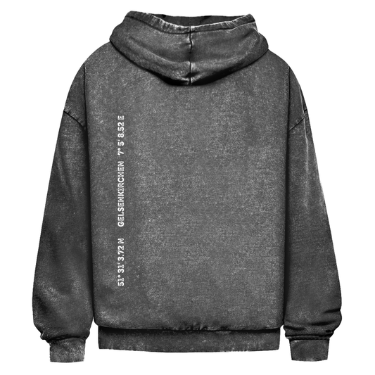 Oversize Washed Hoodie Ruhrpott Koordinaten Brust