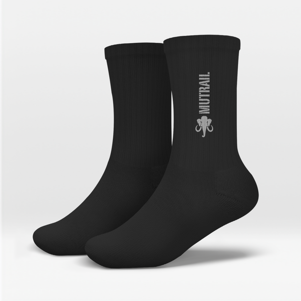 MUTRAIL™ Crew Socken schwarz mit Logo