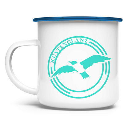 Emaille Tasse Küstenglanz Logo