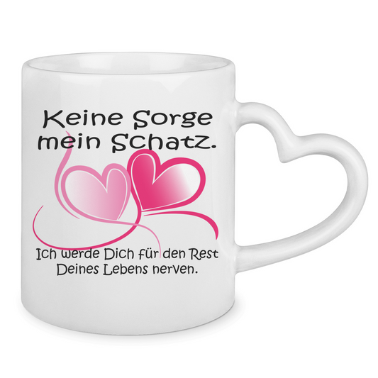 Keramiktasse mit Herzhenkel Liebesspruch