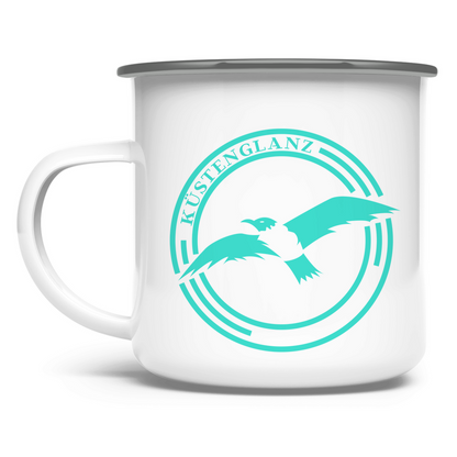 Emaille Tasse Küstenglanz Logo