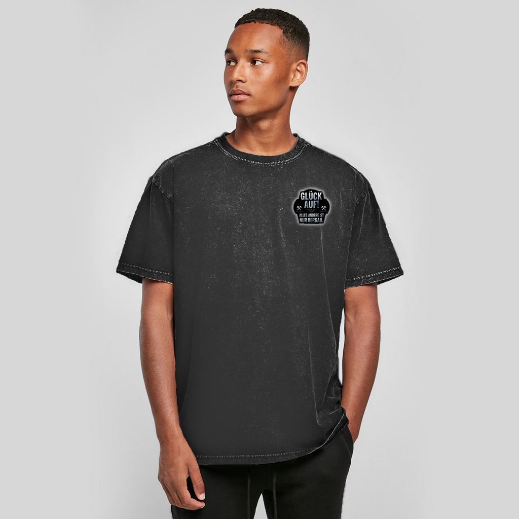 Oversize Washed T-Shirt Glück auf! Alles anderer ist nur Bergab