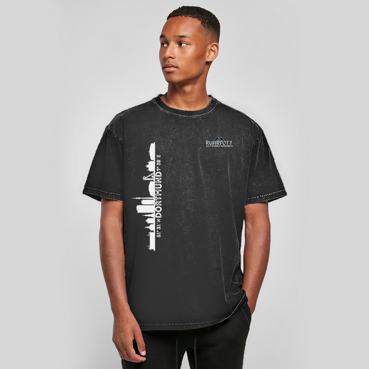 Oversize Washed T-Shirt Dortmund mit Silhouette und Koordinaten