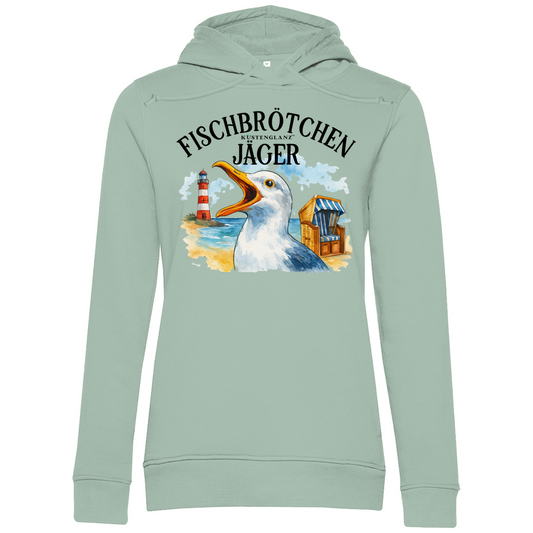 Damen Premium Bio Hoodie Fischbrötchen Jäger