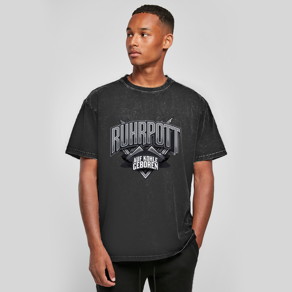 Oversize Washed T-Shirt Auf Kohle geboren