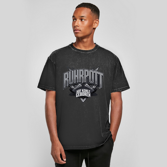 Oversize Washed T-Shirt Auf Kohle geboren