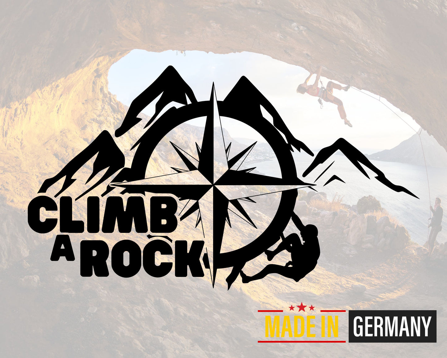 Vinyl Aufkleber Climb a Rock | Bergsilhouette & Kompass