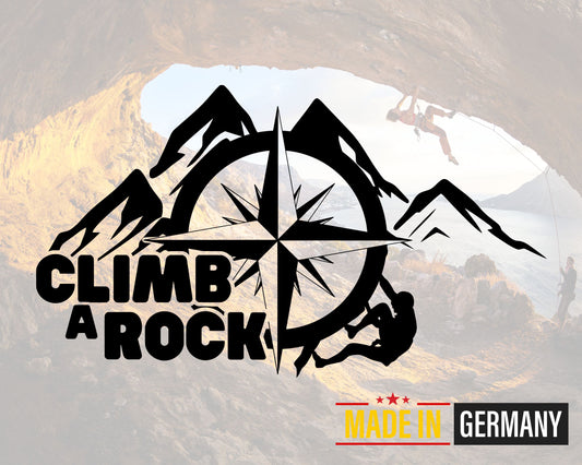 Vinyl Aufkleber Climb a Rock | Bergsilhouette & Kompass