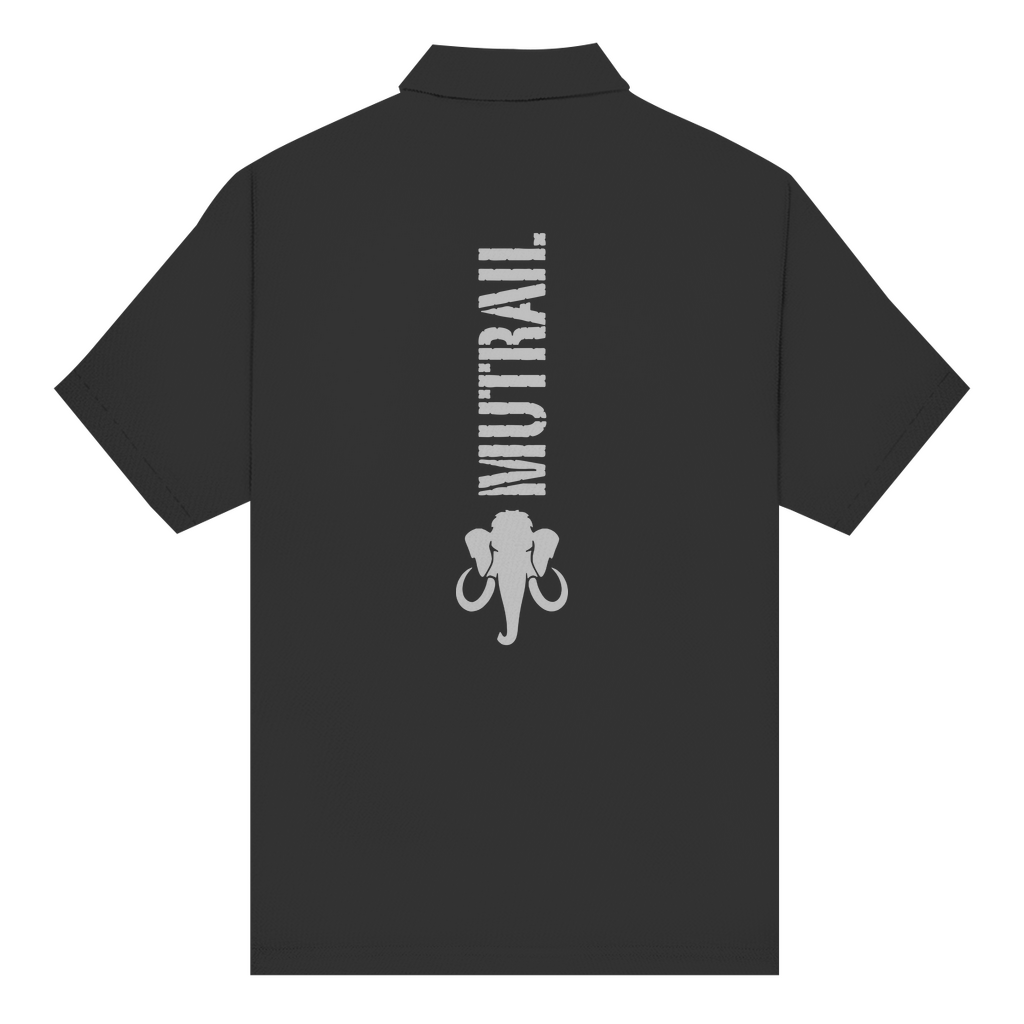 MUTRAIL™ Core Line Poloshirt Rückseite mit vertikalem Schriftzug und Mammut