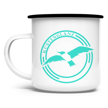 Emaille Tasse Küstenglanz Logo
