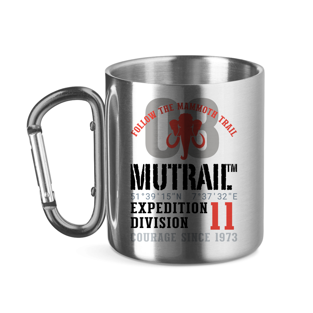 Edelstahltasse mit Karabinergriff Tasse Follow the Mammoth Trail 08