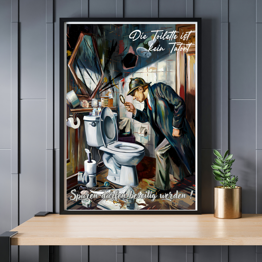 Poster mit Detektiv & Toilette von Ruhrpott-Rebellion.de, witzige Dekoration fürs Zuhause.