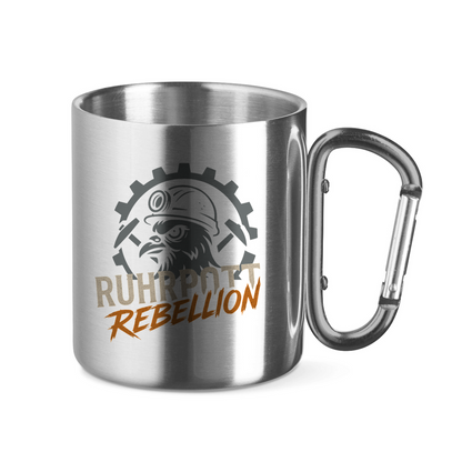 Edelstahltasse mit Karabinergriff Ruhrpott Rebellion TM