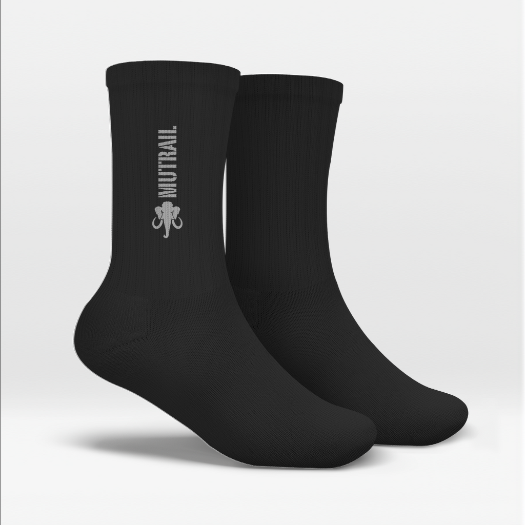 MUTRAIL™ Crew Socken schwarz mit Logo