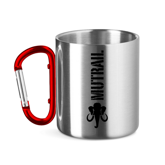 Edelstahltasse mit Karabinergriff Mutrail schwarz lang